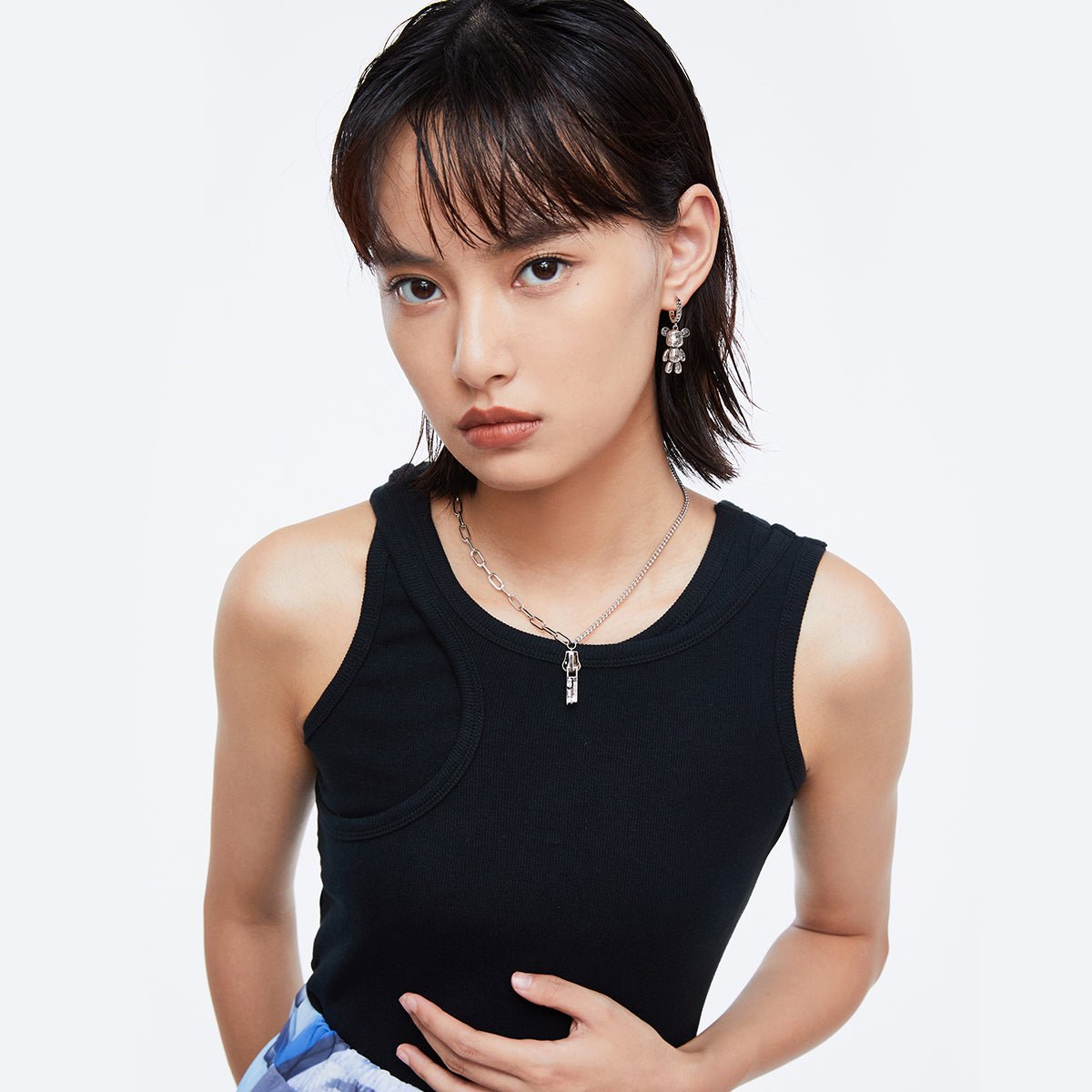 Love & Peace Bear Silver Earrings-1