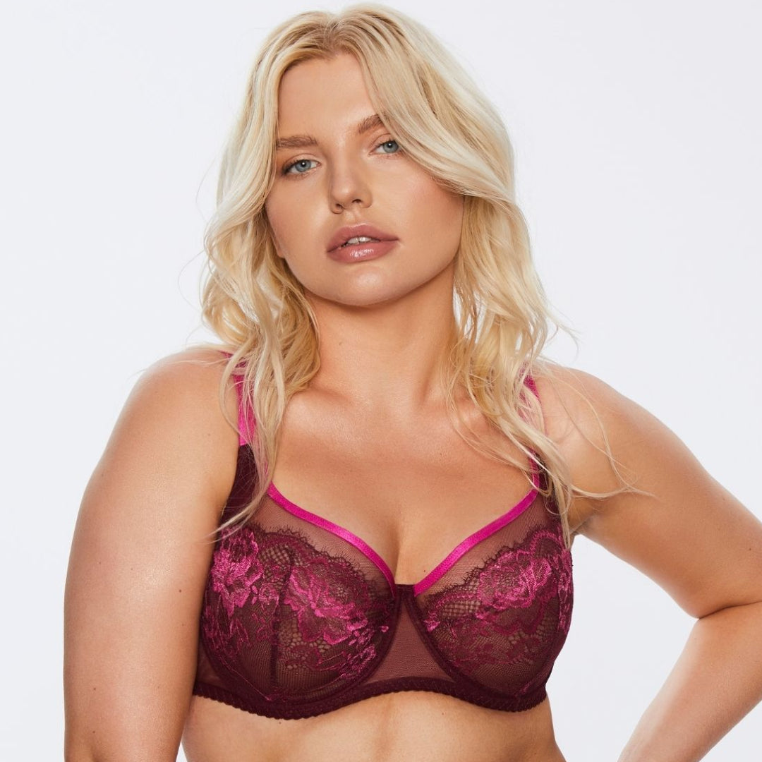 Sheer Mesh Full Figure Lace Bra Kinga Love Promise-0