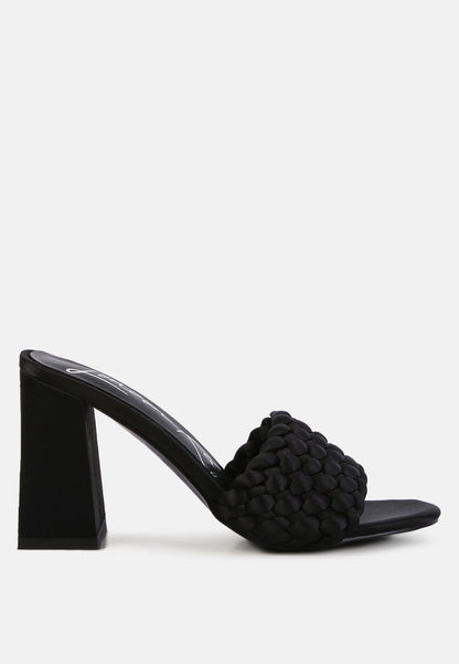 Lust Look Braided Satin Block Sandals
