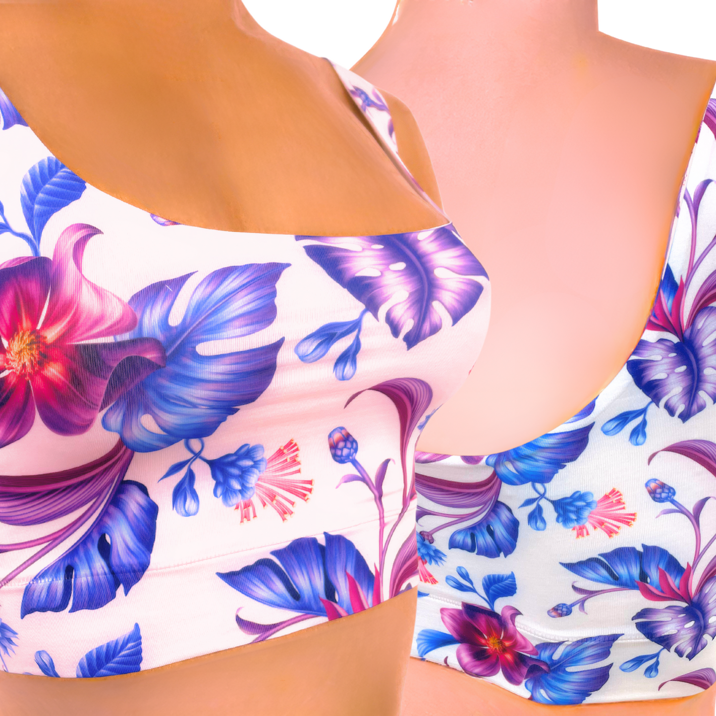 Memème Women’s Ultra-Comfortable Purple Bloom Crop Top| Stretchy Fit, No Elastic Bands-2
