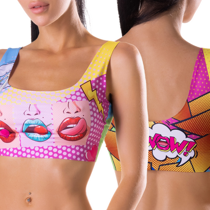 Front and back together. Comics Hot crop top by Mememe, a bold comic-style print
