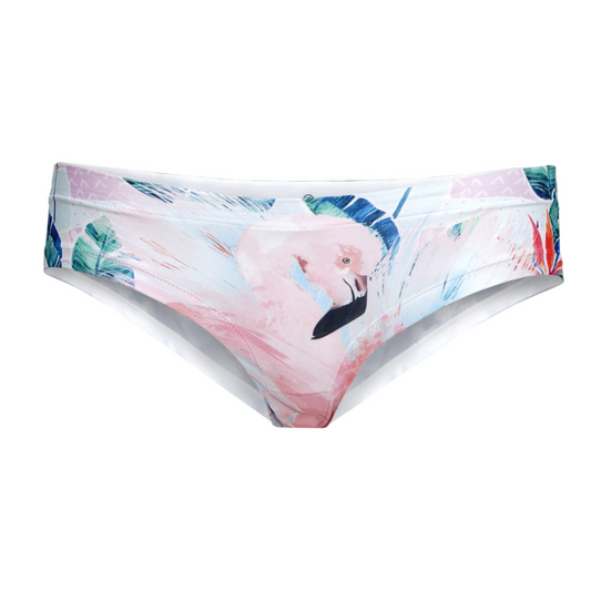 Fantasy Dreams Flamingo panty with front beside back, a single flamingo
