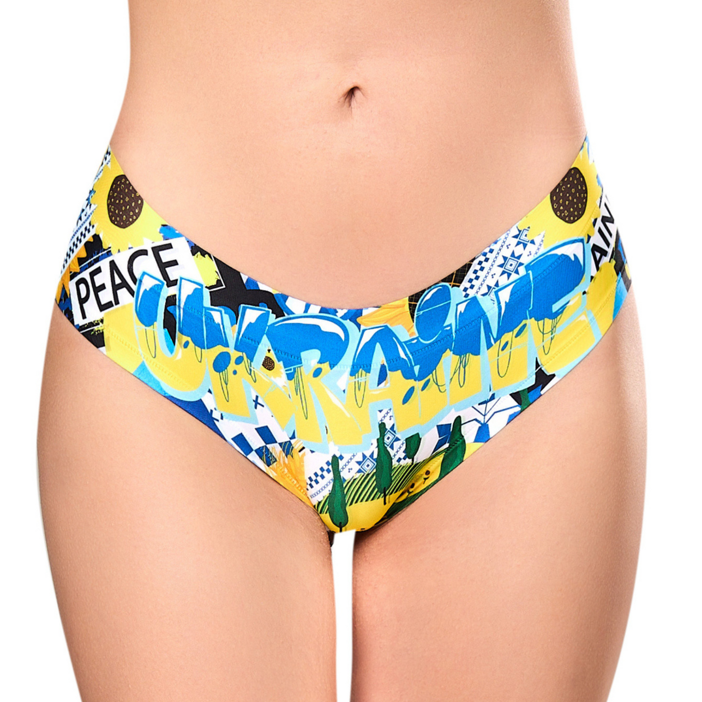Seen from the front: UA Art panty, a painted folk motif