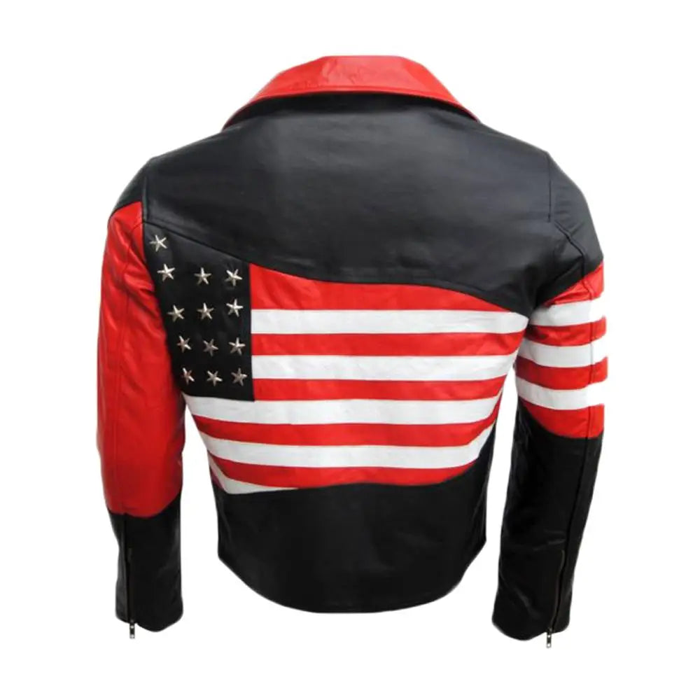 Men’s American Flag Biker Leather Jacket-1