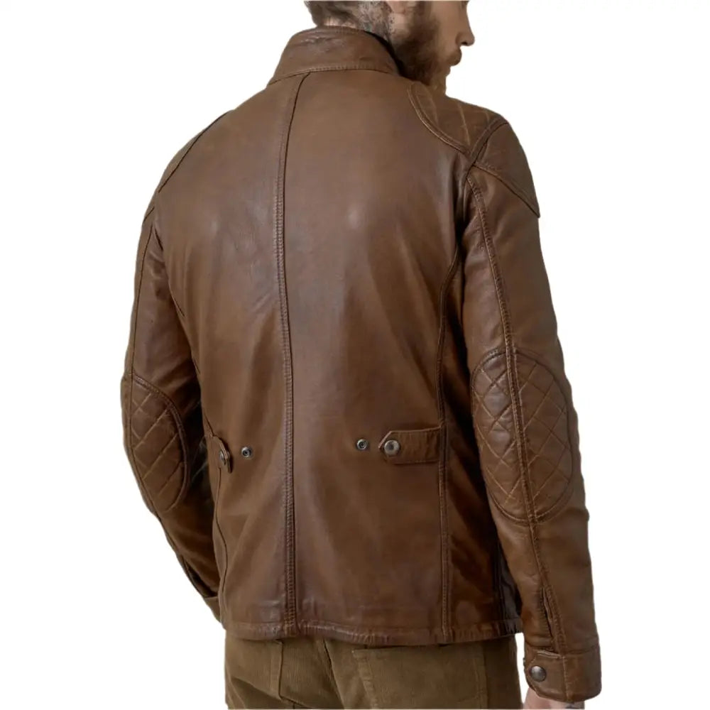 Walnut Lambskin Leather Field Jacket for Men-2