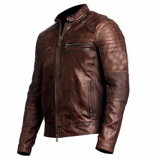Waxed Leather Motorcycle Jacket-1