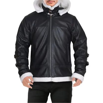Men's B3 Bomber Shearling Hoodie Jacket-2