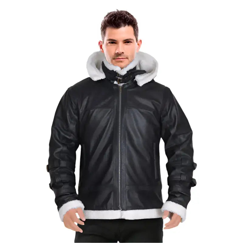 Men's B3 Bomber Shearling Hoodie Jacket-0