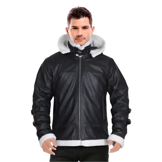 Men's B3 Bomber Shearling Hoodie Jacket-0