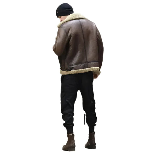 Men’s B3 Flight Aviator Shearling Sheepskin Leather Jacket-1