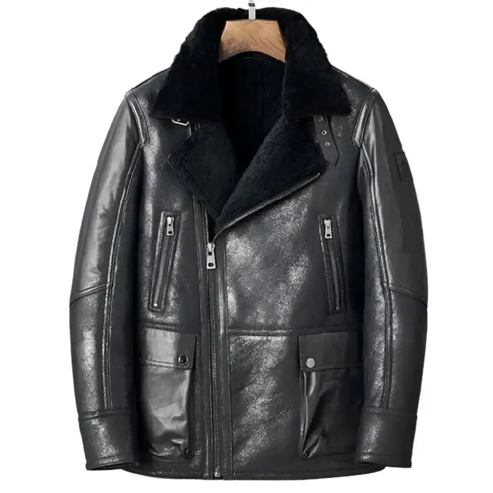 Men’s Black B3 Shearling Bomber Jacket-0