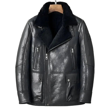 Men’s Black B3 Shearling Bomber Jacket-0