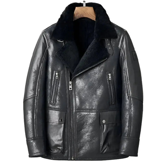Men’s Black B3 Shearling Bomber Jacket-0
