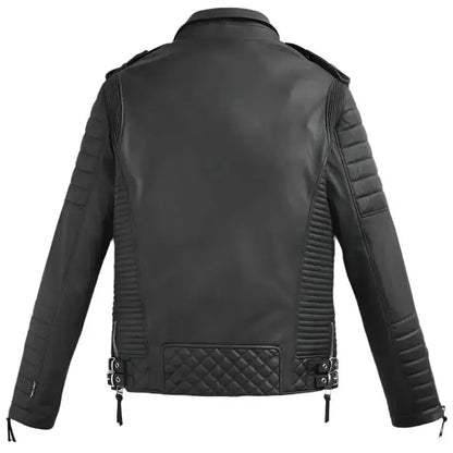 Mens Black Biker Leather Jacket-1