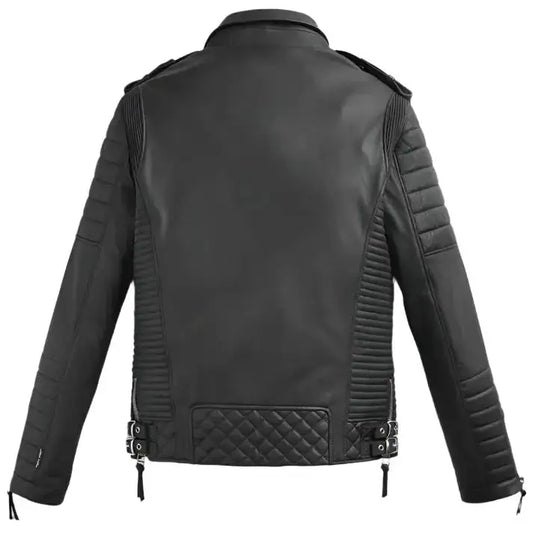 Mens Black Biker Leather Jacket-1