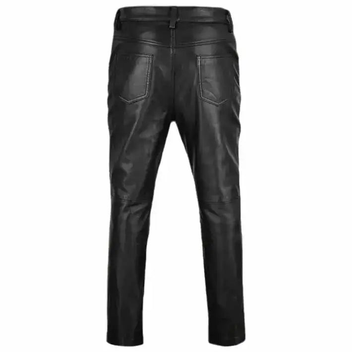 Real Leather Sheepskin Pants Black-1