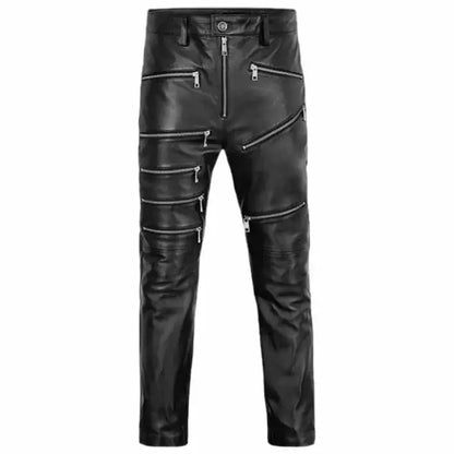 Real Leather Sheepskin Pants Black-0