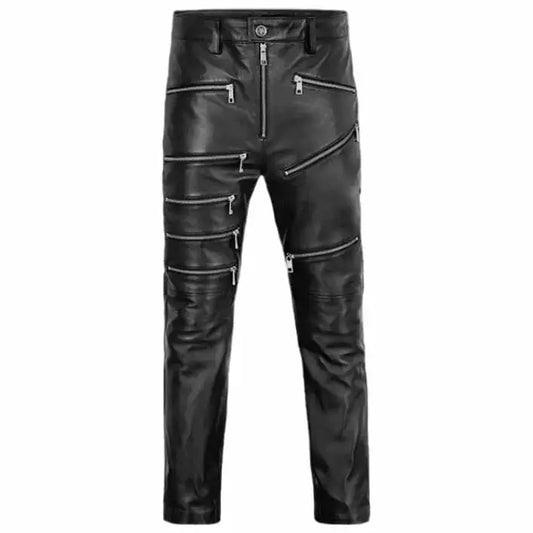 Real Leather Sheepskin Pants Black-0