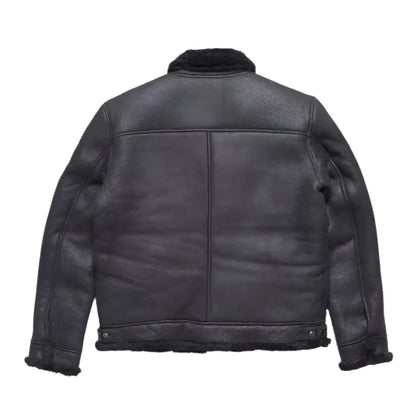 Mens Black Shearling Bomber Jacket-1