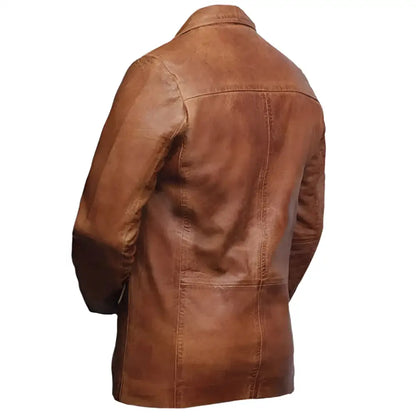 Men’s Brown Casual Leather Blazer