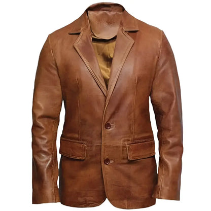 Men’s Brown Casual Leather Blazer
