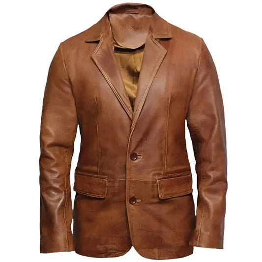 Men’s Brown Casual Leather Blazer