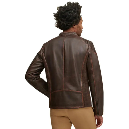 Mens Brown Leather Moto Jacket-1