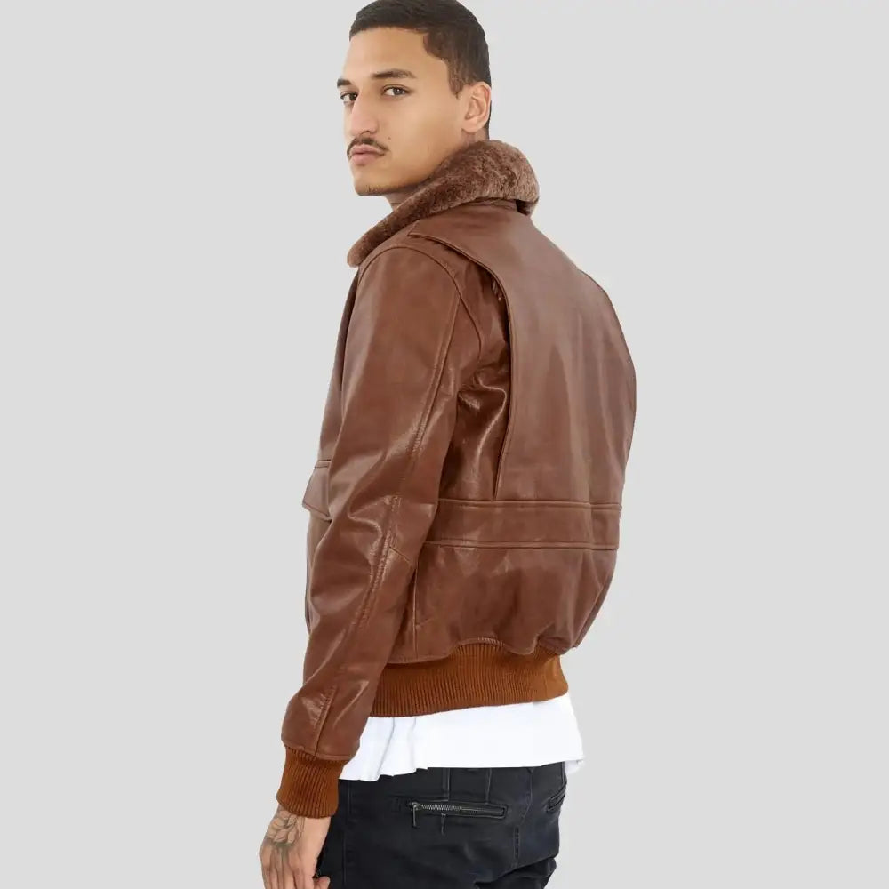 Men’s Brown Premium Buffalo Leather Motorcycle Jacket-3