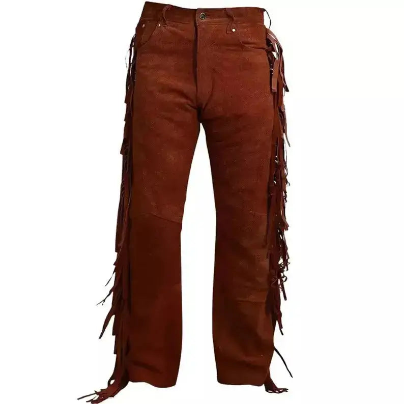 Men's Brown Suede Leather Trousers