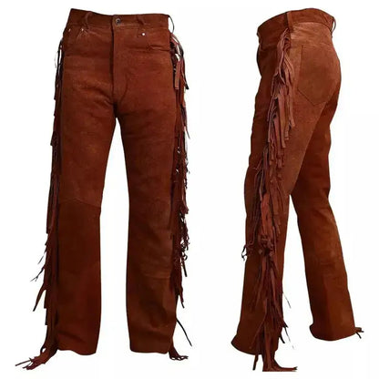 Men's Brown Suede Leather Trousers