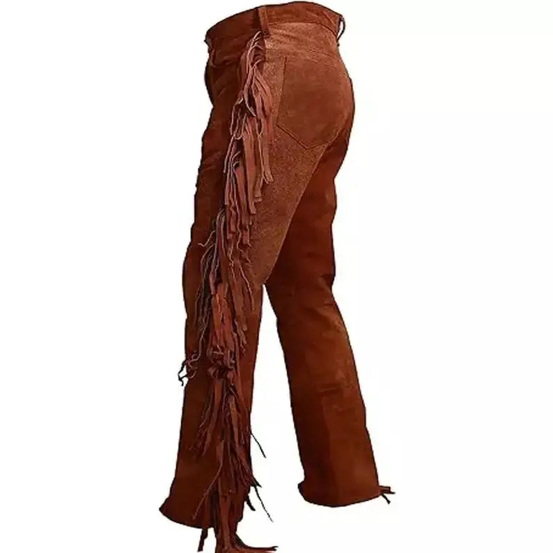 Men's Brown Suede Leather Trousers