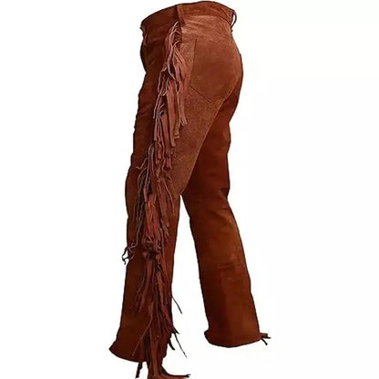 Men's Brown Suede Leather Trousers