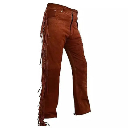 Men's Brown Suede Leather Trousers