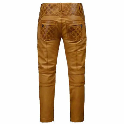 Real Leather Biker Jeans Sheepskin Brown