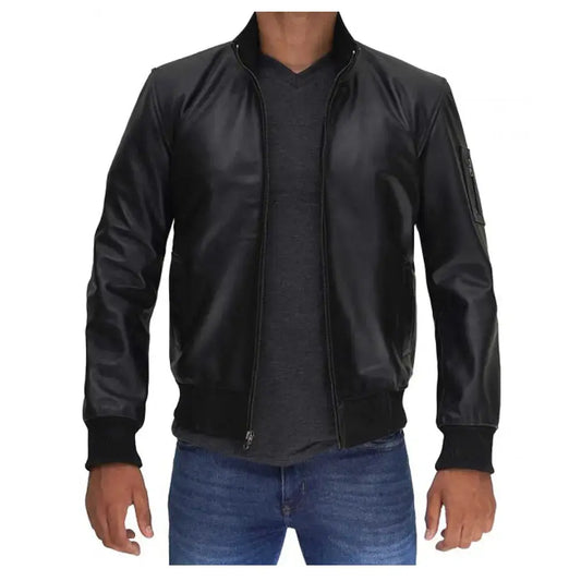 Mens Clark Leather Bomber Jacket-0