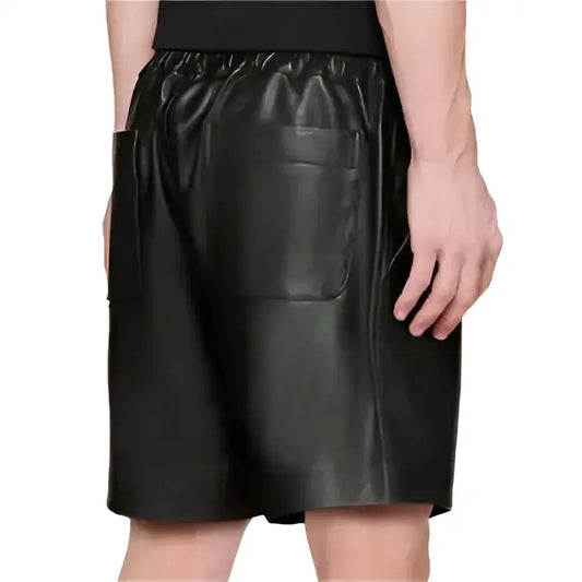 Men’s Black Leather Shorts