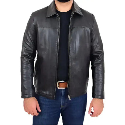 Men’s Classic Relaxed Fit Real Leather Box Jacket-0