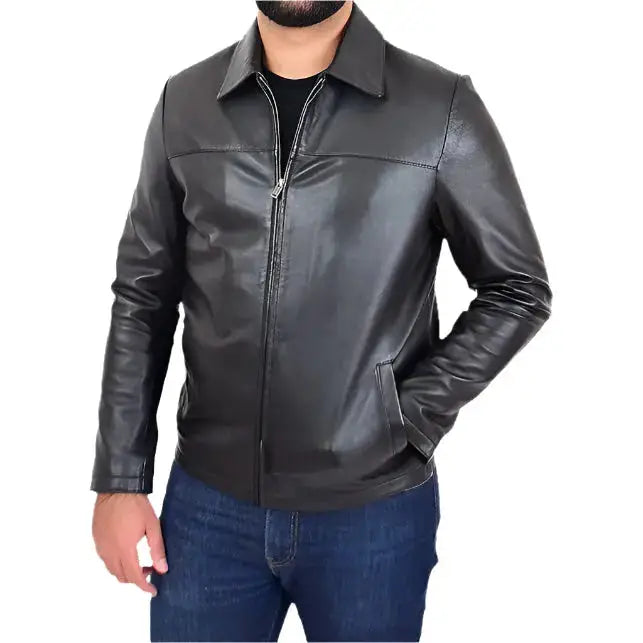 Men’s Classic Relaxed Fit Real Leather Box Jacket-2