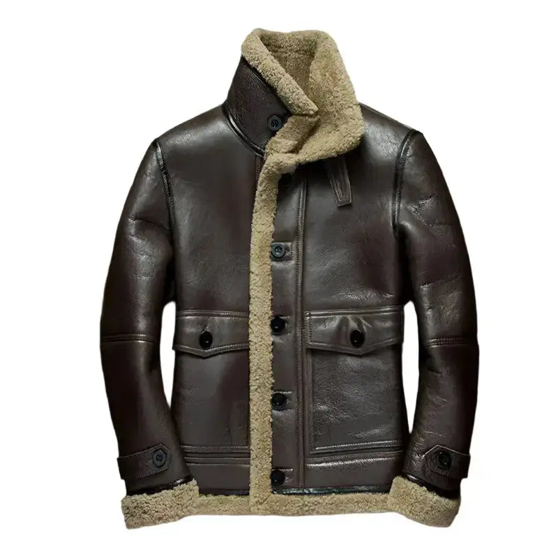 Mens Dark Brown B3 Sheepskin Aviator Jacket-2