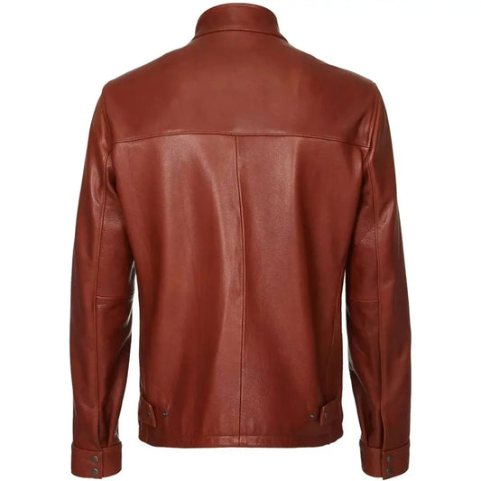 Mens Dark Brown Leather Biker Jacket-1