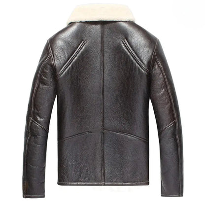 Men’s Dark Brown Shearling Leather Aviator Jacket-1