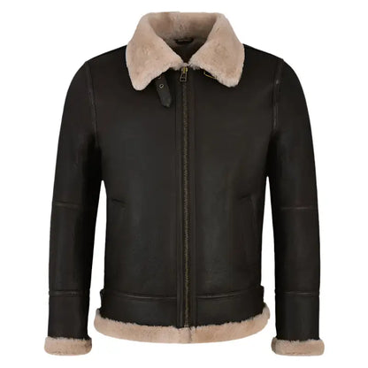 Mens Dark Brown Sheepskin Jacket-0