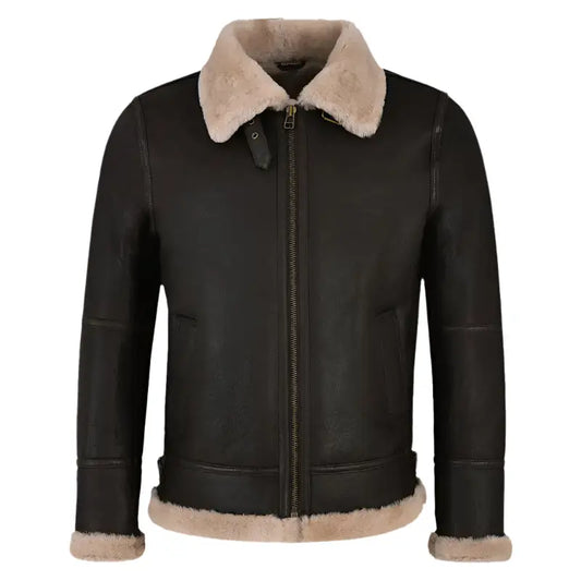 Mens Dark Brown Sheepskin Jacket-0