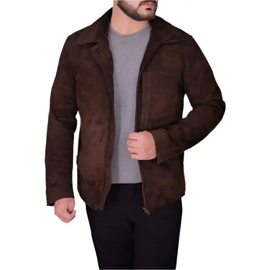 Mens Dark Brown Suede Jacket-0