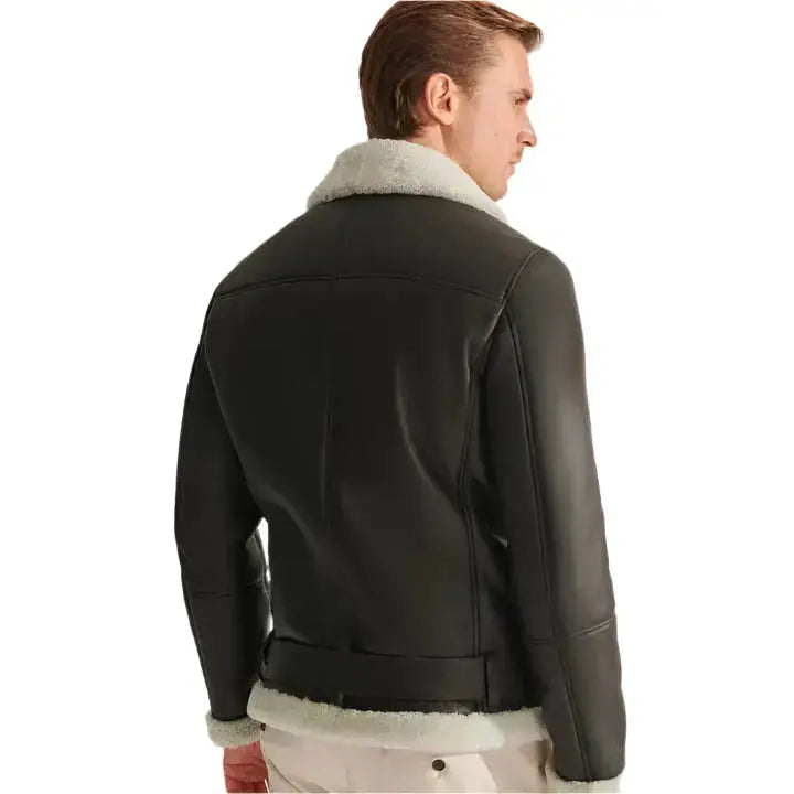Mens RAF Black B3 Shearling Aviator Jacket-1
