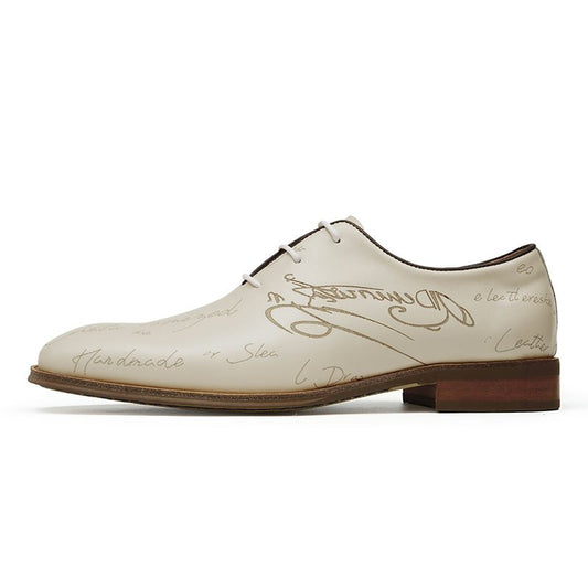 Men’s Script-Engraved Lace up Oxford Dress Shoes-0