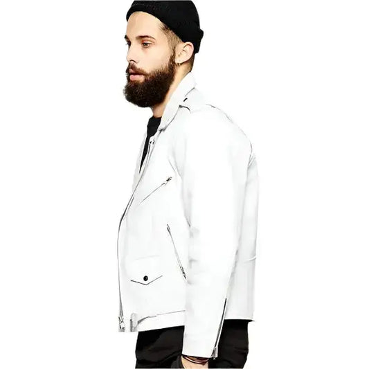 Mens Slim Fit Lambskin Leather Biker Jacket-1