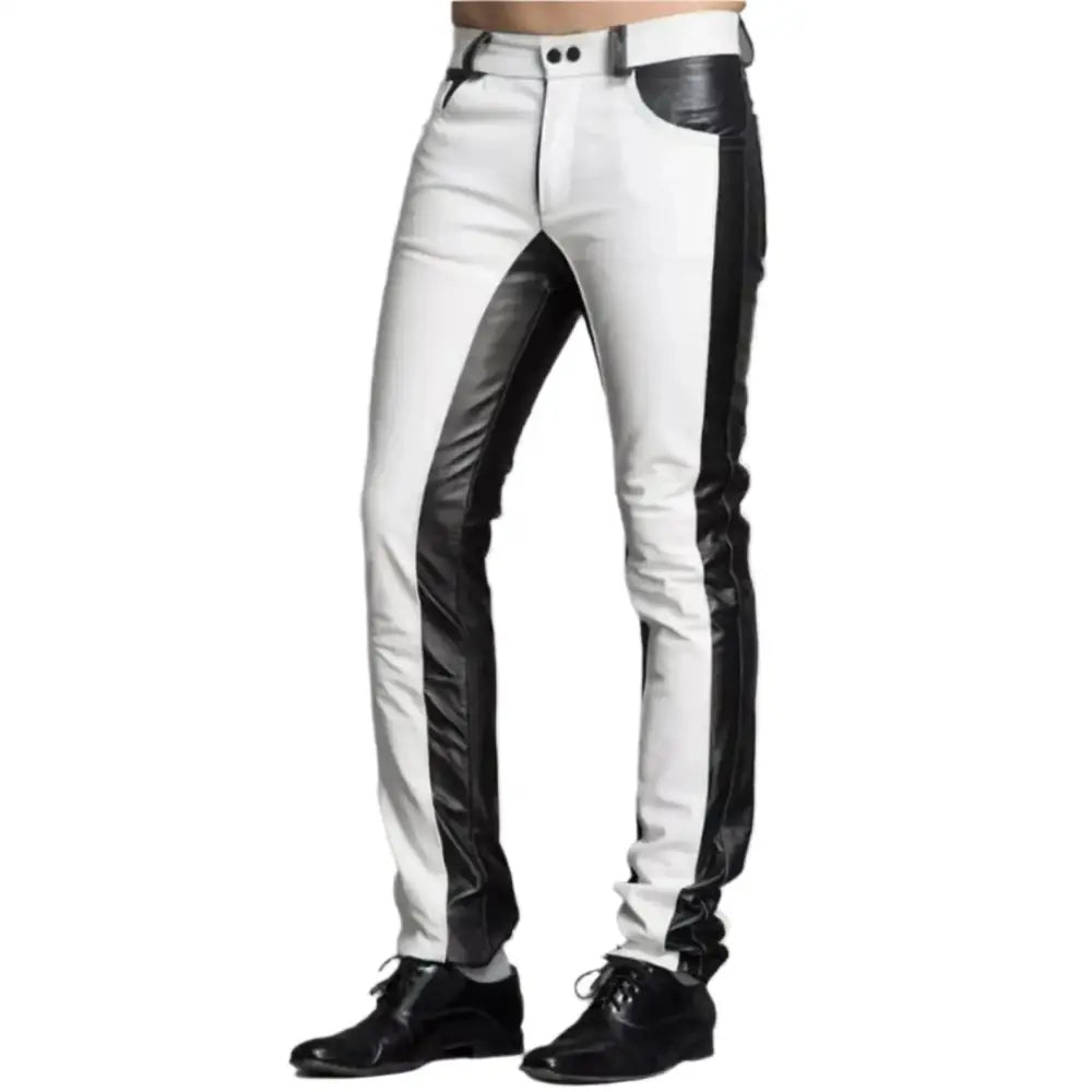 Men’s Slim Fit Leather Biker Pants