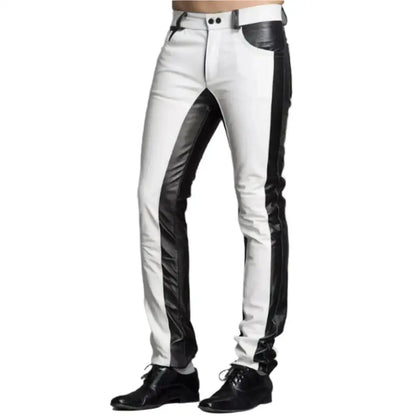 Men’s Slim Fit Leather Biker Pants