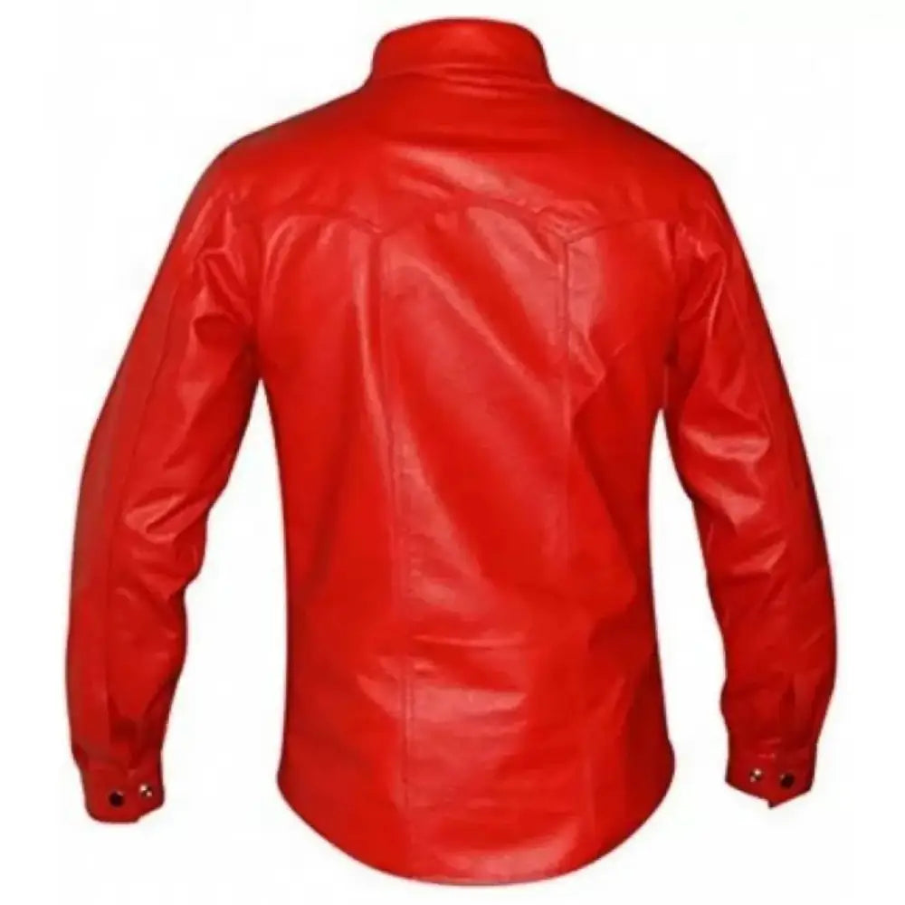 Men's Red Sheepskin Leather Shirt-1